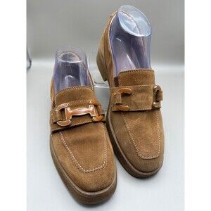 Ron White Hoda Women's Suede Loafers HorseBit Buckle Cognac Size 38 (7.5)